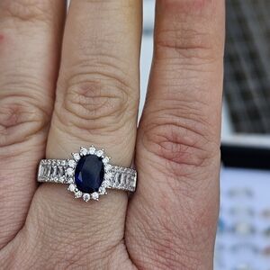 Elegant Silver and Blue Gemstone Ring